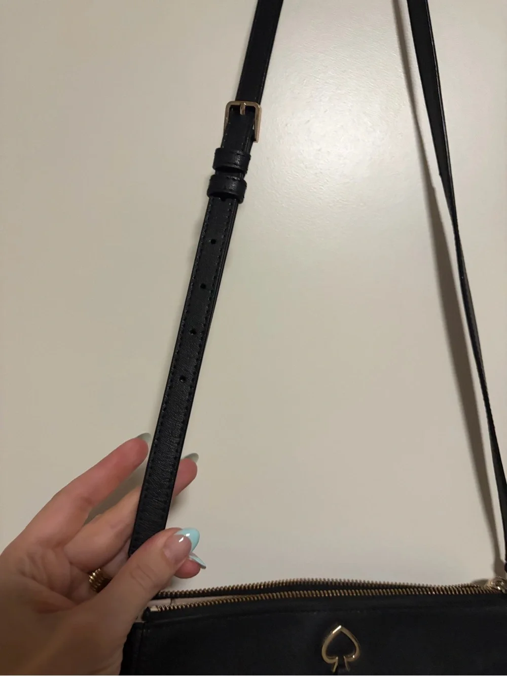 ♠️ kate spade NY Adel Medium Black Leather Crossbody ♠️ Spade Charm♠️
